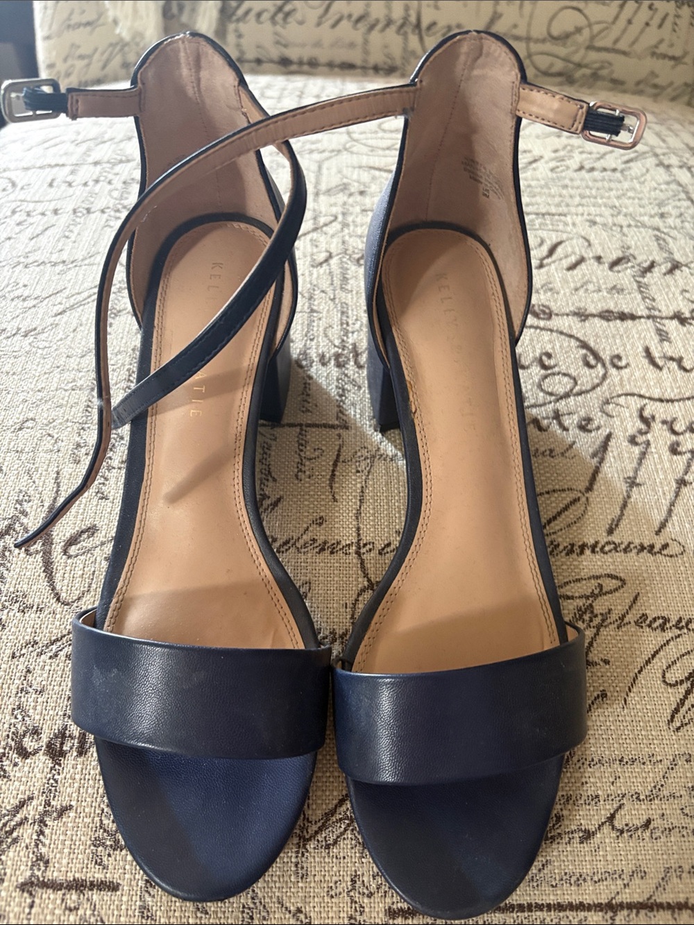 Kelly & Katie Navy Block Heel Ankle-Strap Sandals